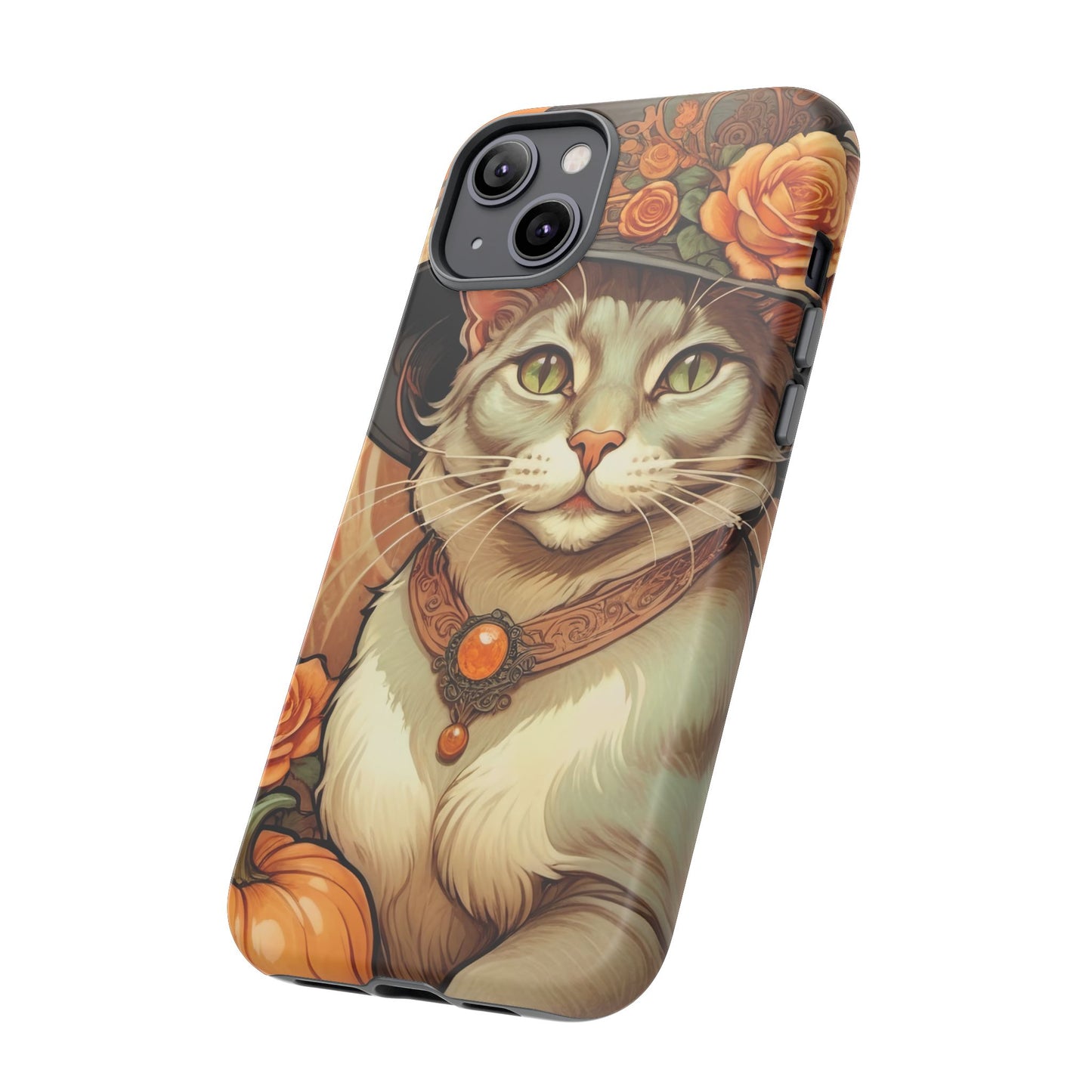 Halloween Alphonse Mucha Tough Phone Cases (A gentleman cat)