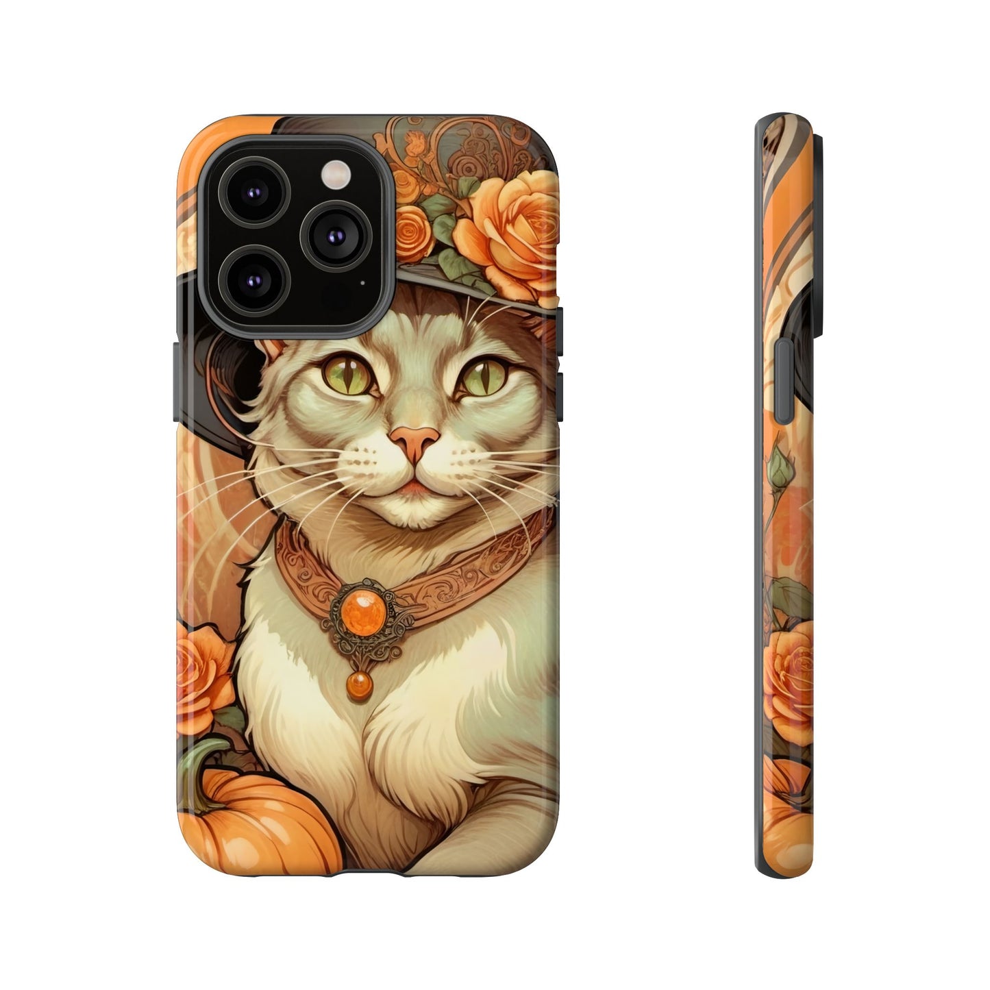 Halloween Alphonse Mucha Tough Phone Cases (A gentleman cat)