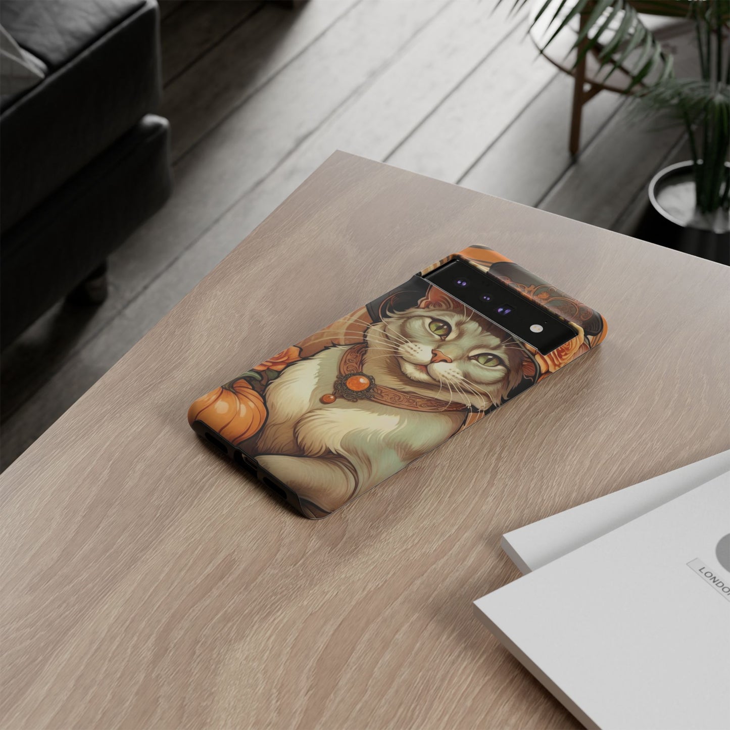 Halloween Alphonse Mucha Tough Phone Cases (A gentleman cat)