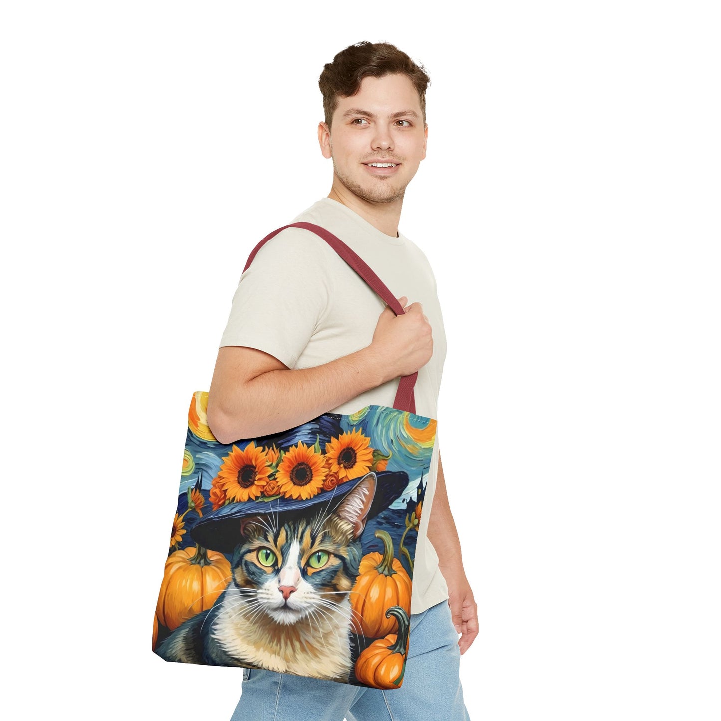 Van Gogh-Inspired Halloween Cat Tote