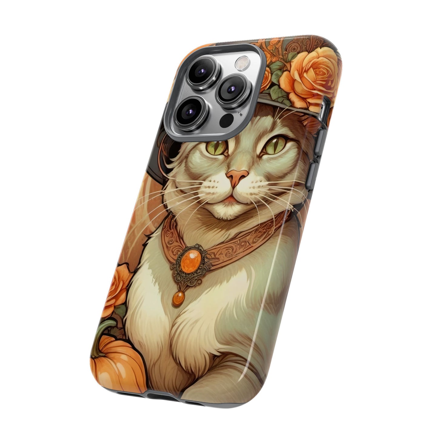Halloween Alphonse Mucha Tough Phone Cases (A gentleman cat)
