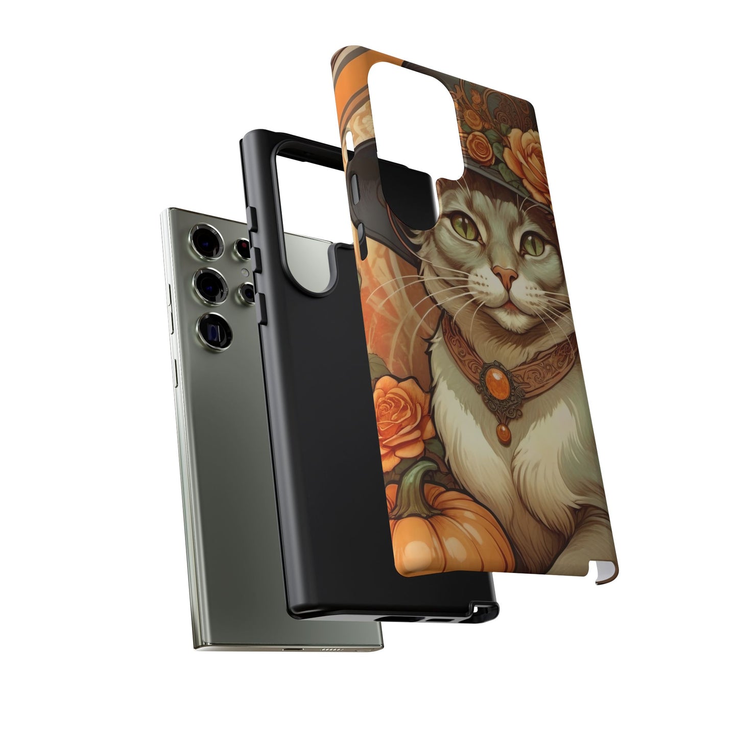 Halloween Alphonse Mucha Tough Phone Cases (A gentleman cat)
