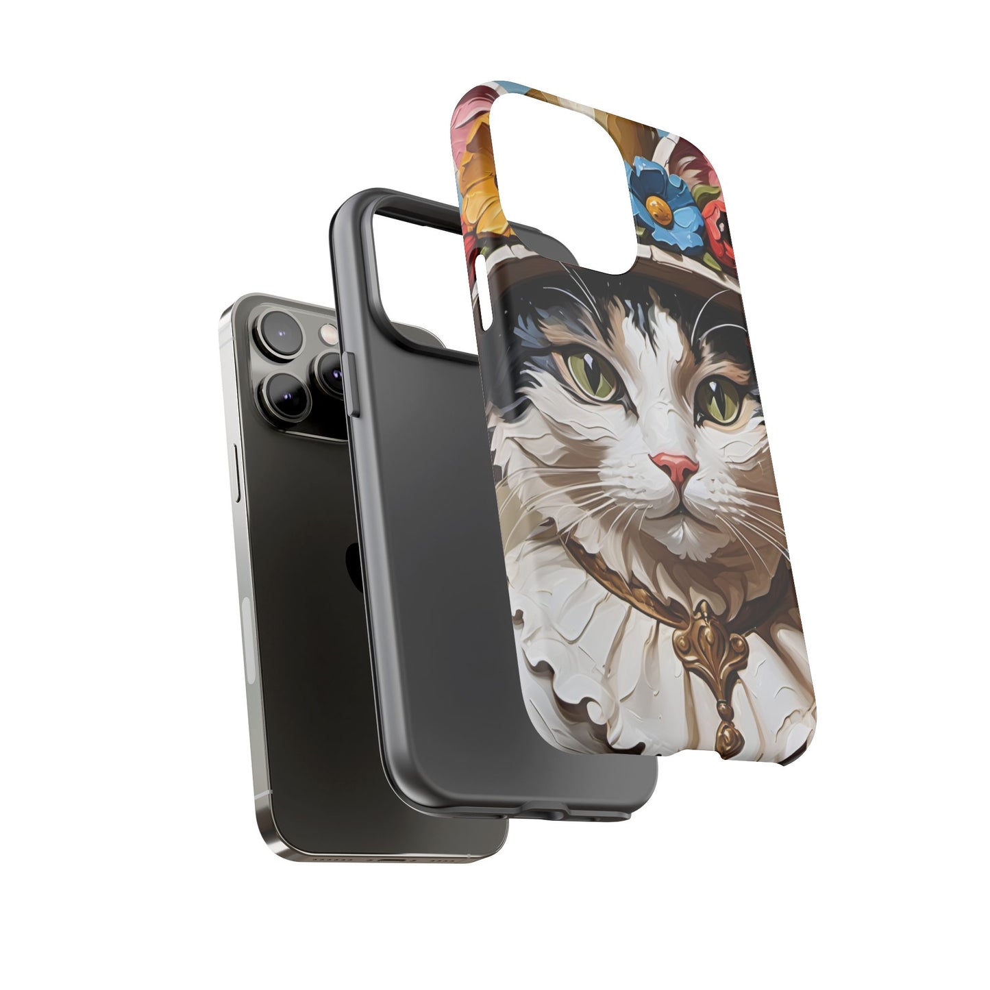 Oil Painting Cat Tough Phone Cases (A Lady)