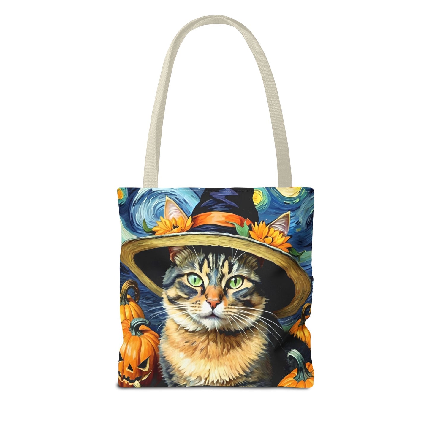 Van Gogh-Inspired Halloween Cat Tote