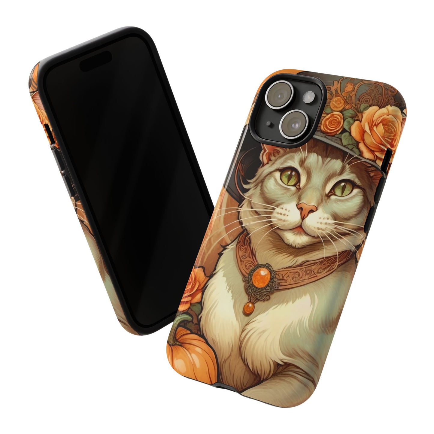 Halloween Alphonse Mucha Tough Phone Cases (A gentleman cat)
