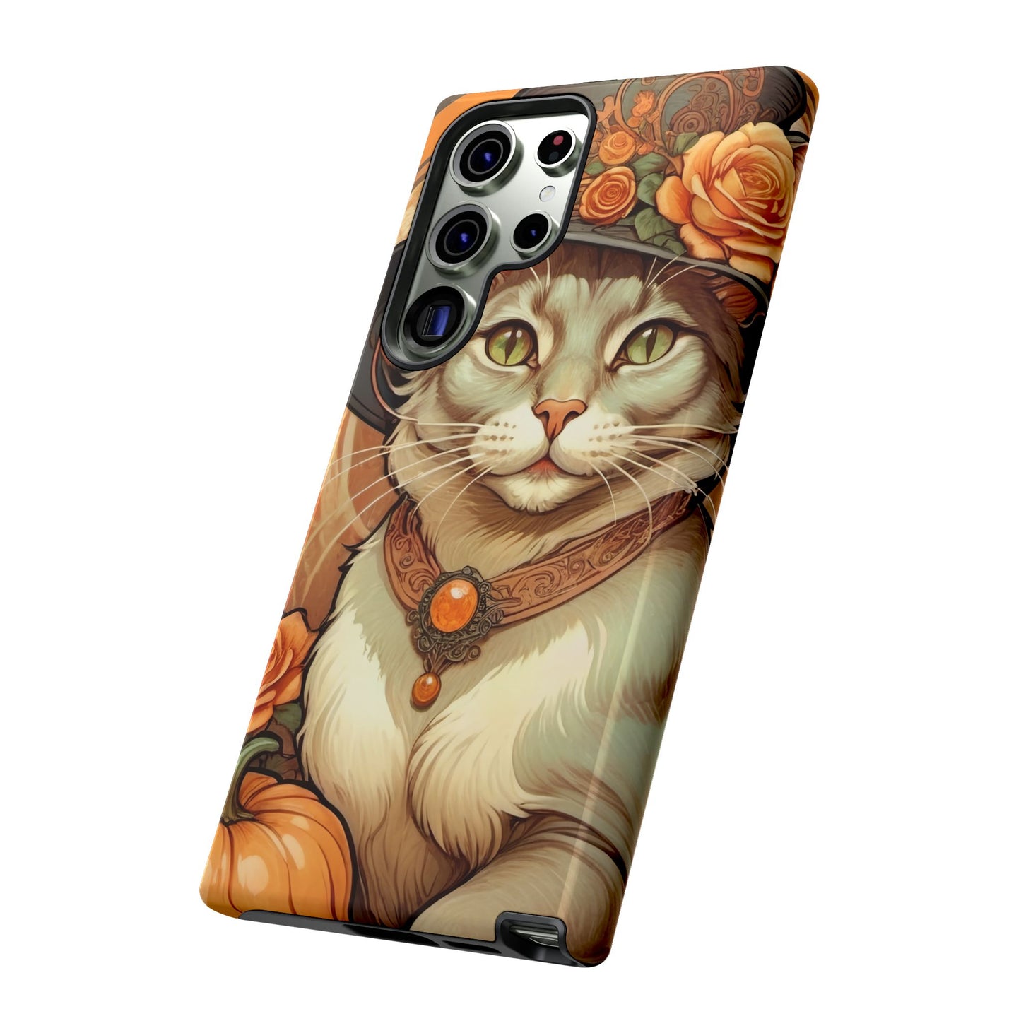 Halloween Alphonse Mucha Tough Phone Cases (A gentleman cat)