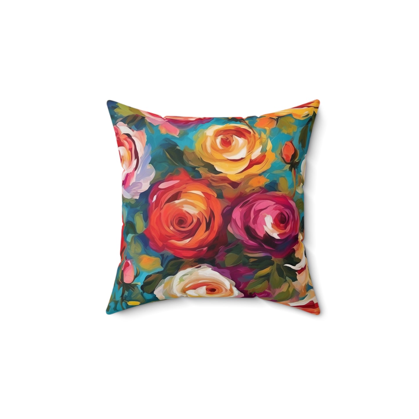 Claude Monet inspired Colorful Roses Square Pillow