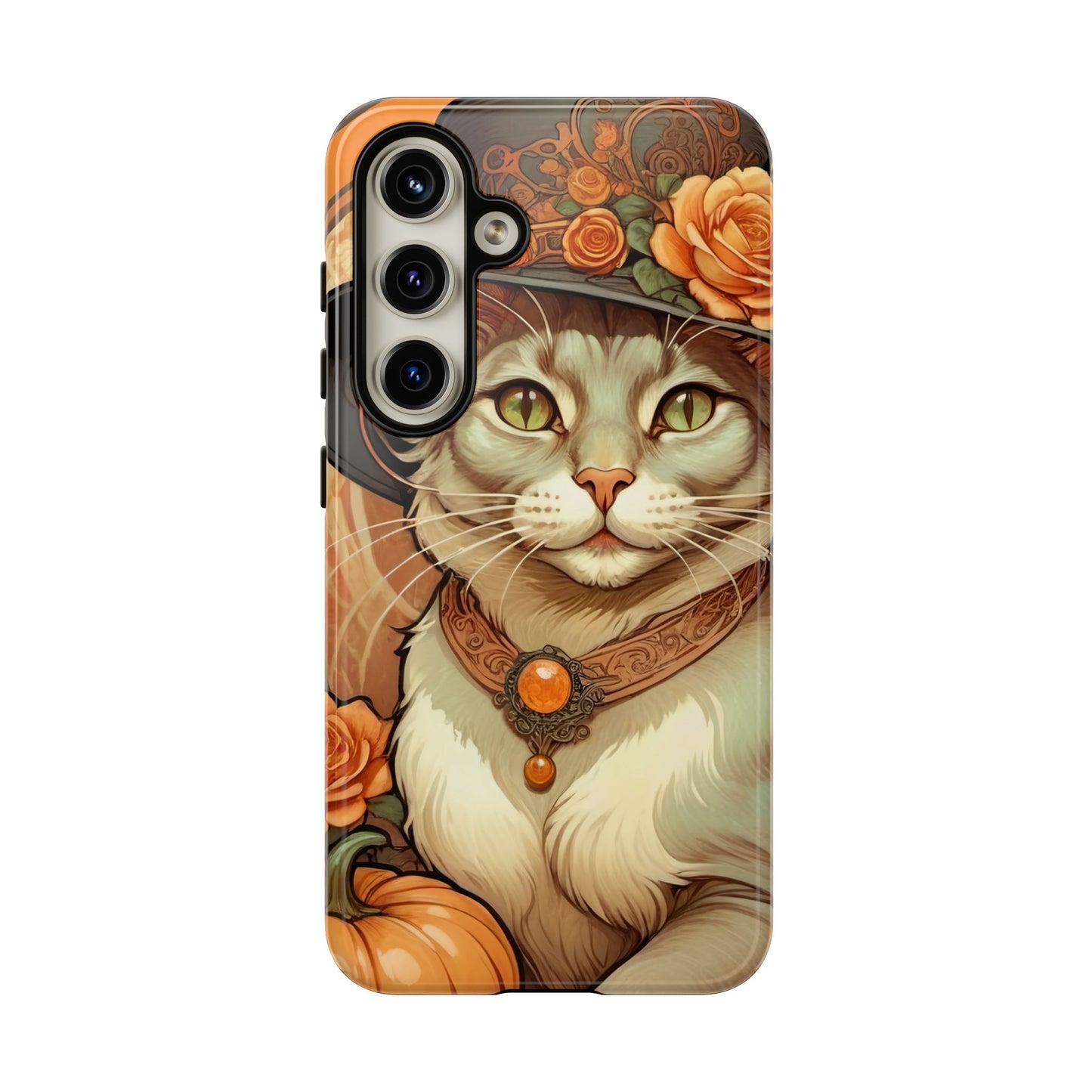 Halloween Alphonse Mucha Tough Phone Cases (A gentleman cat)