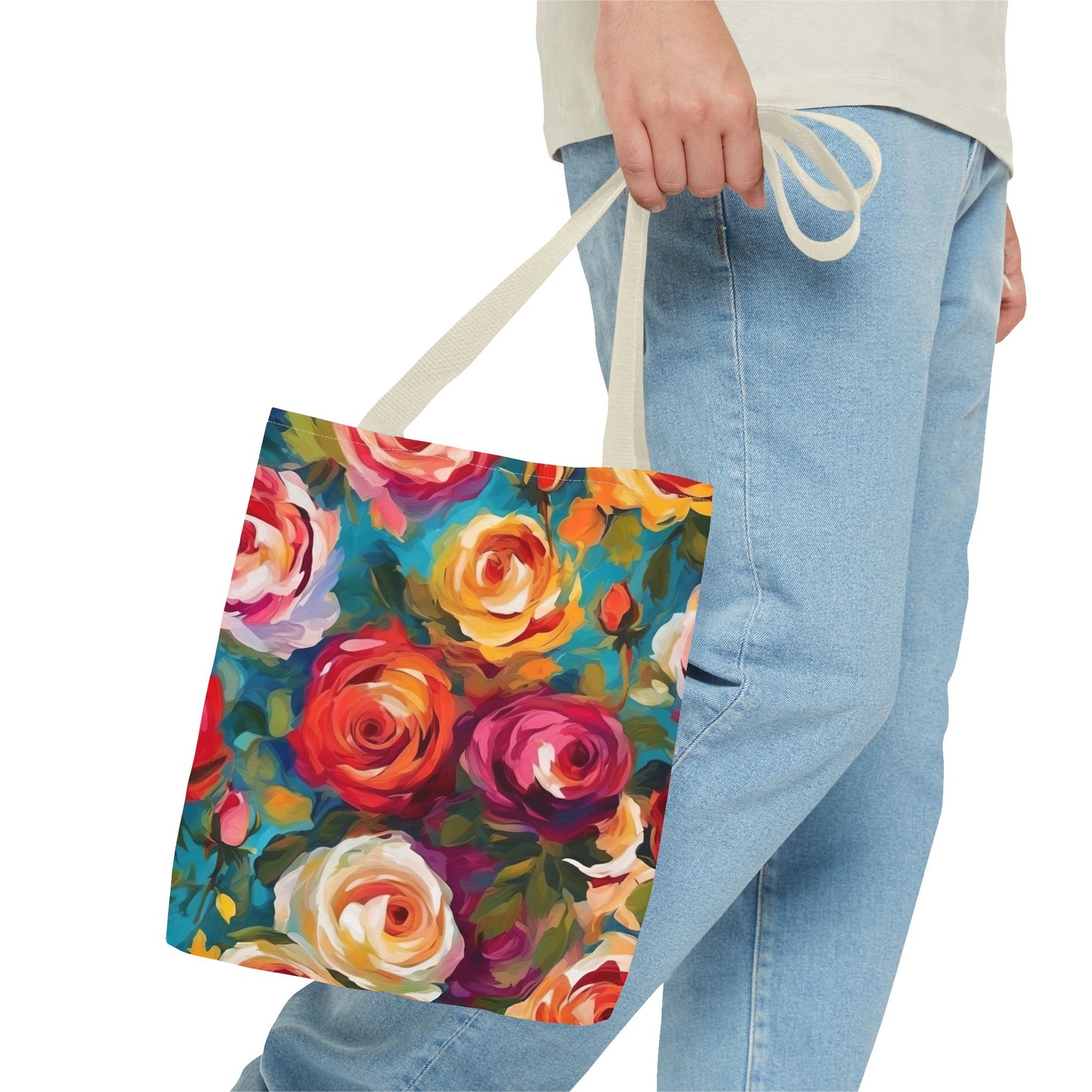 Claude Monet inspired Colorful Garden Roses Tote Bag