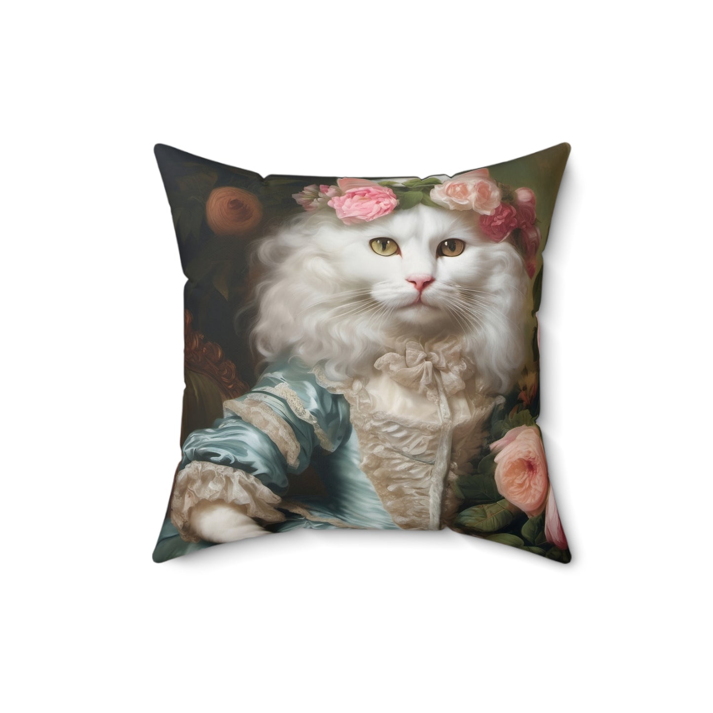 Rococo Cat Square Pillow (A Lady)