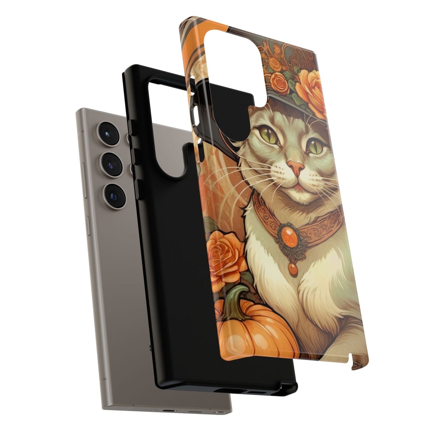 Halloween Alphonse Mucha Tough Phone Cases (A gentleman cat)