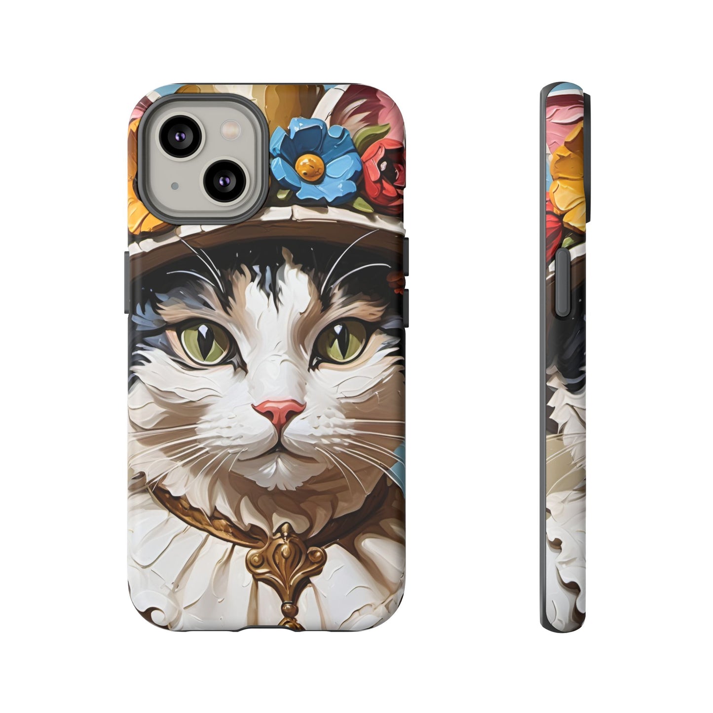 Oil Painting Cat Tough Phone Cases (A Lady)