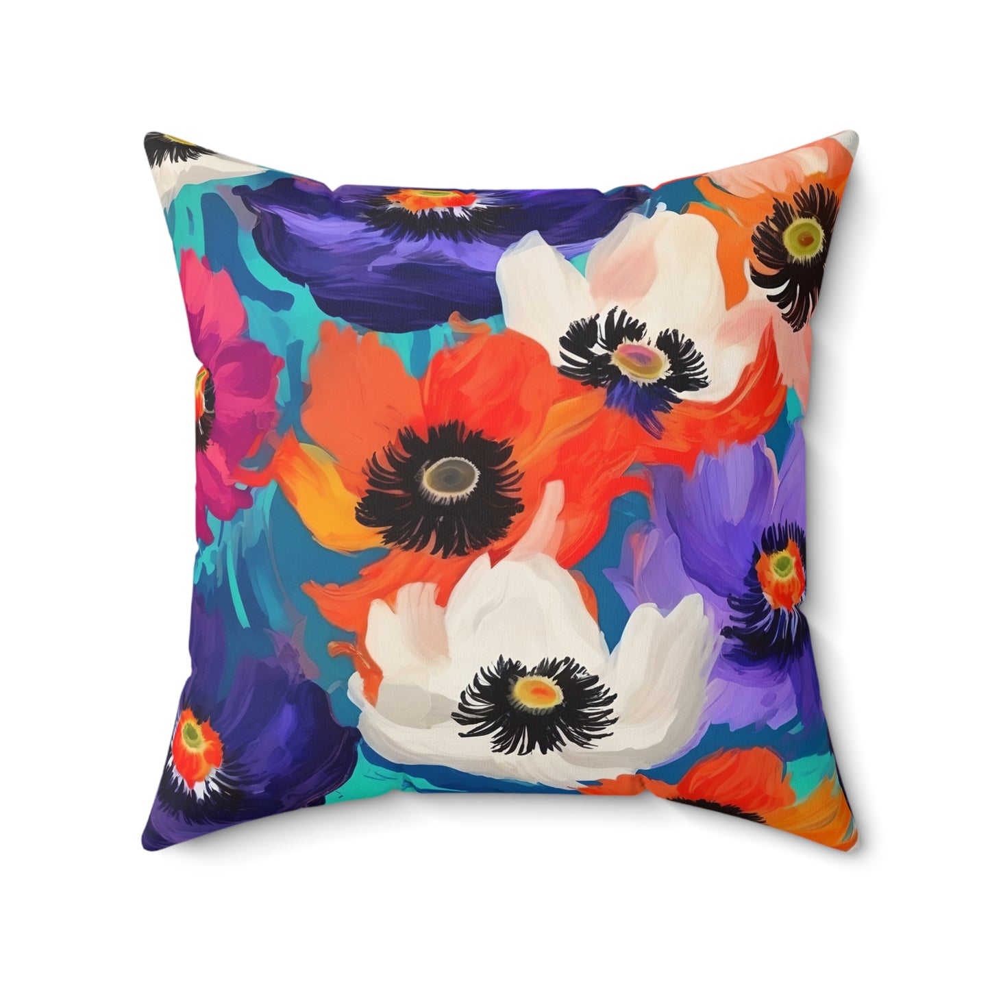 Fauvism inspired Colorful Anemones Square Pillow