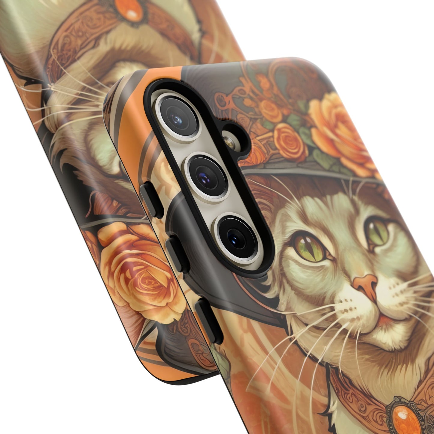Halloween Alphonse Mucha Tough Phone Cases (A gentleman cat)