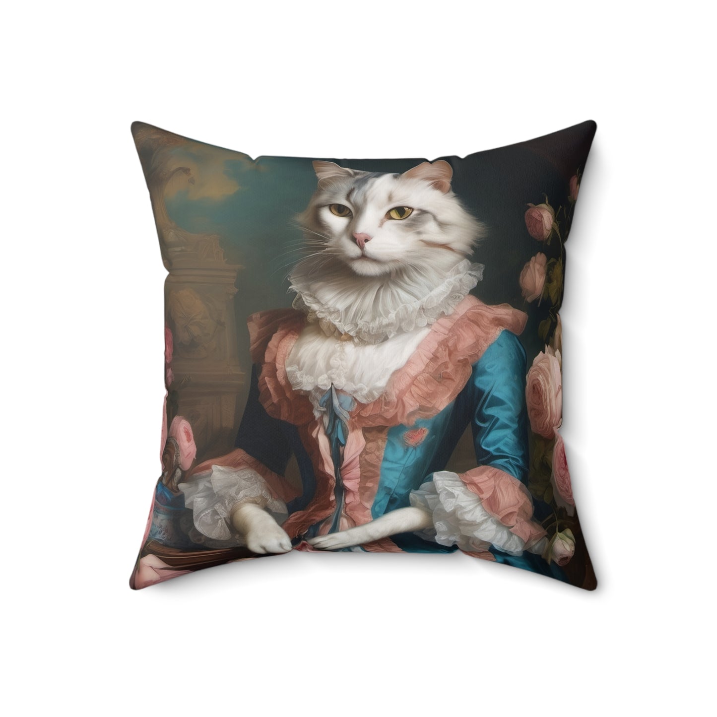 Rococo Cat Square Pillow (A Lady)