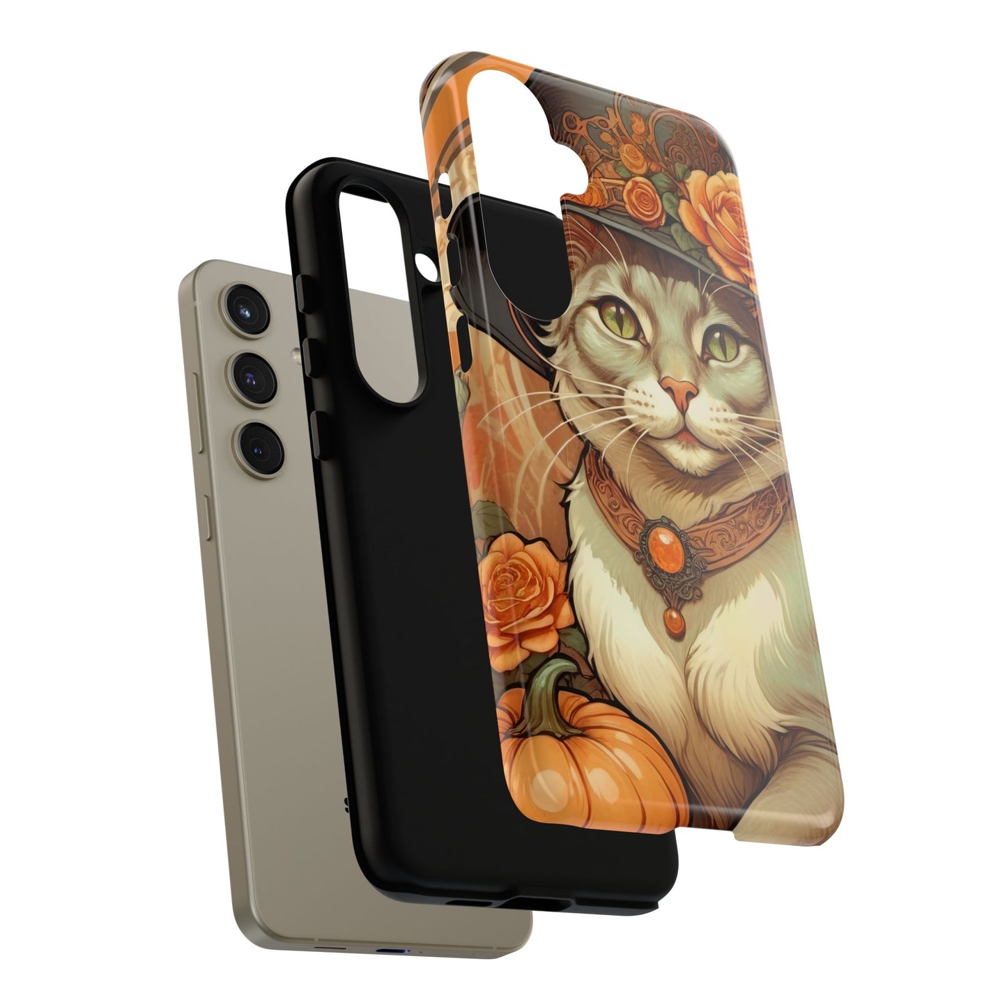 Halloween Alphonse Mucha Tough Phone Cases (A gentleman cat)