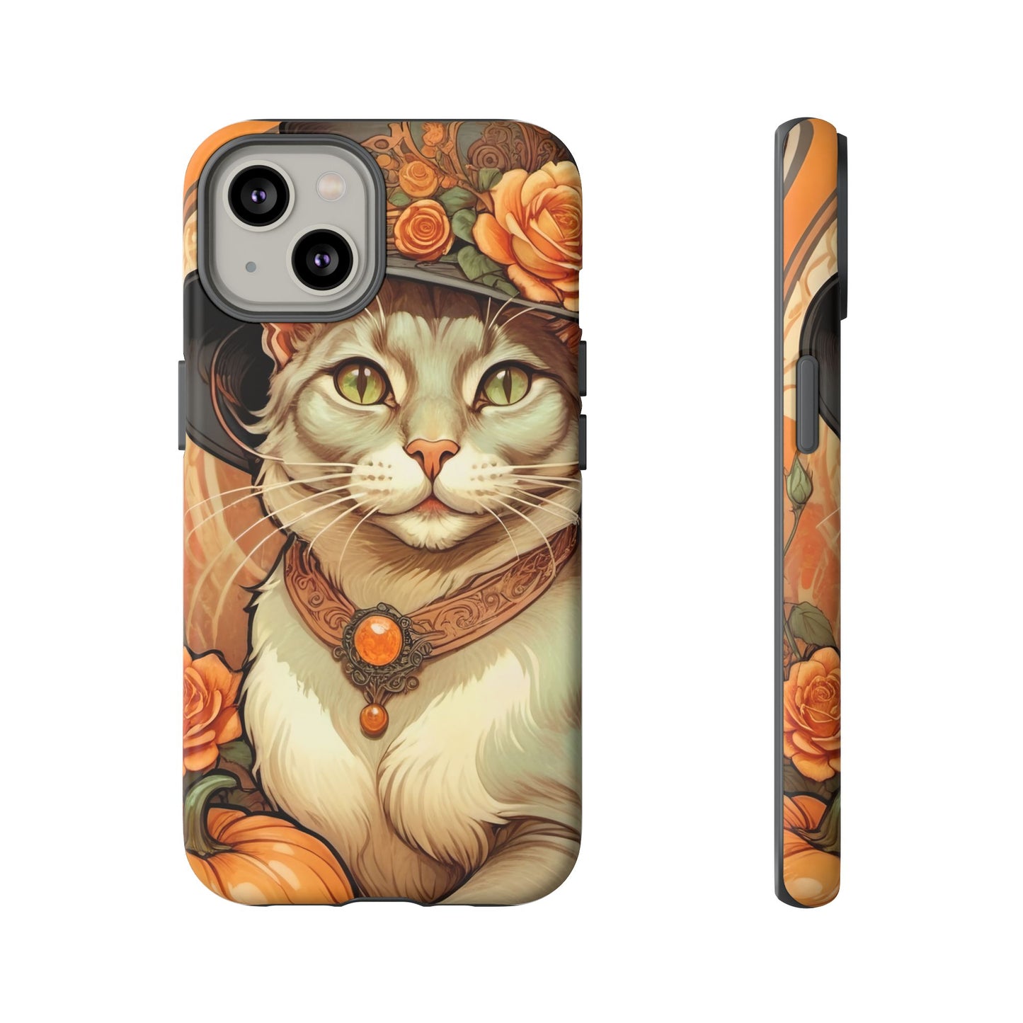 Halloween Alphonse Mucha Tough Phone Cases (A gentleman cat)