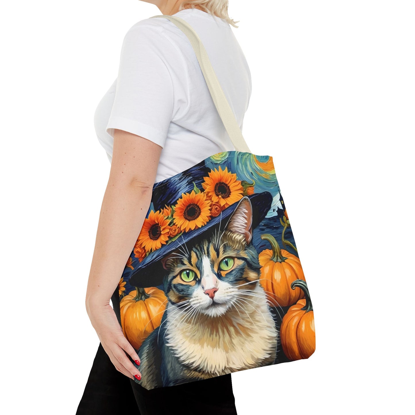 Van Gogh-Inspired Halloween Cat Tote