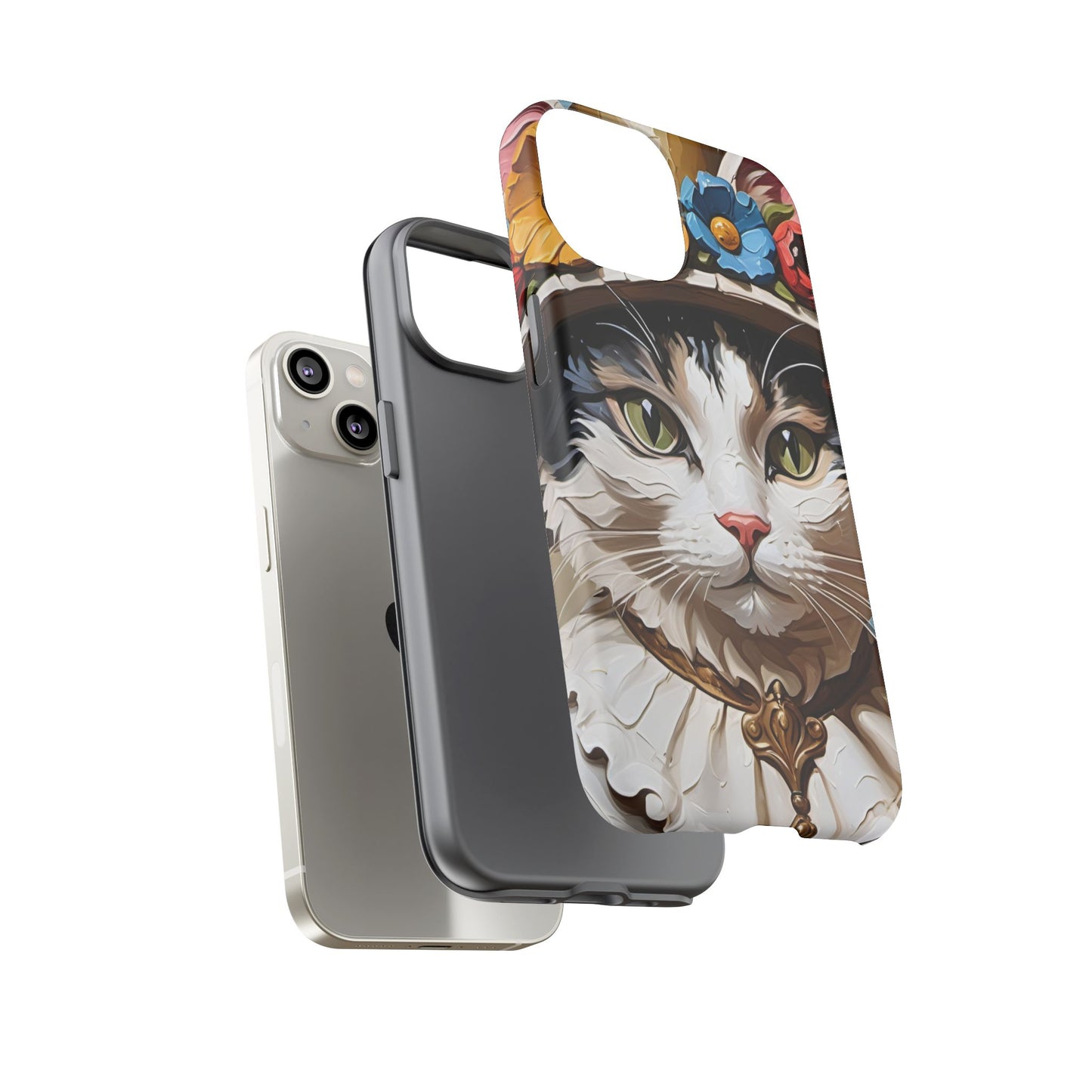 Oil Painting Cat Tough Phone Cases (A Lady)