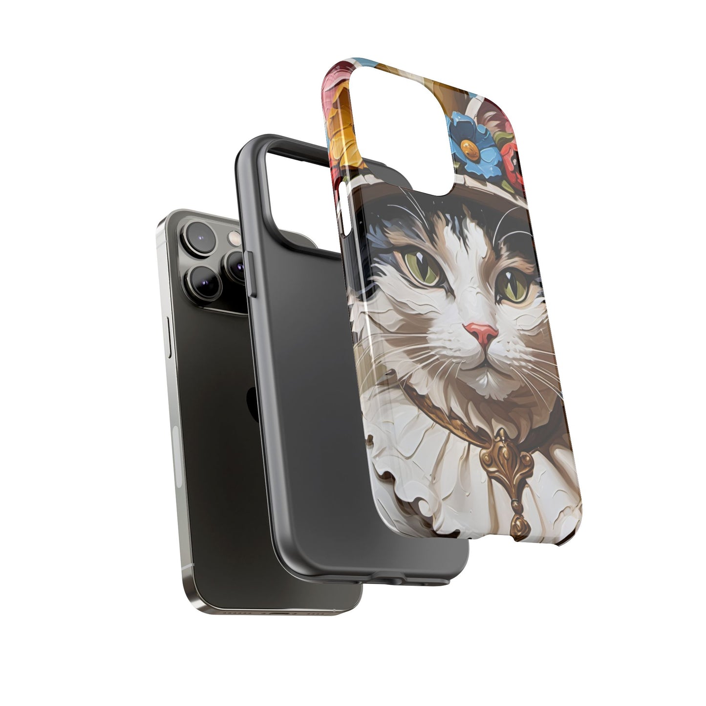 Oil Painting Cat Tough Phone Cases (A Lady)