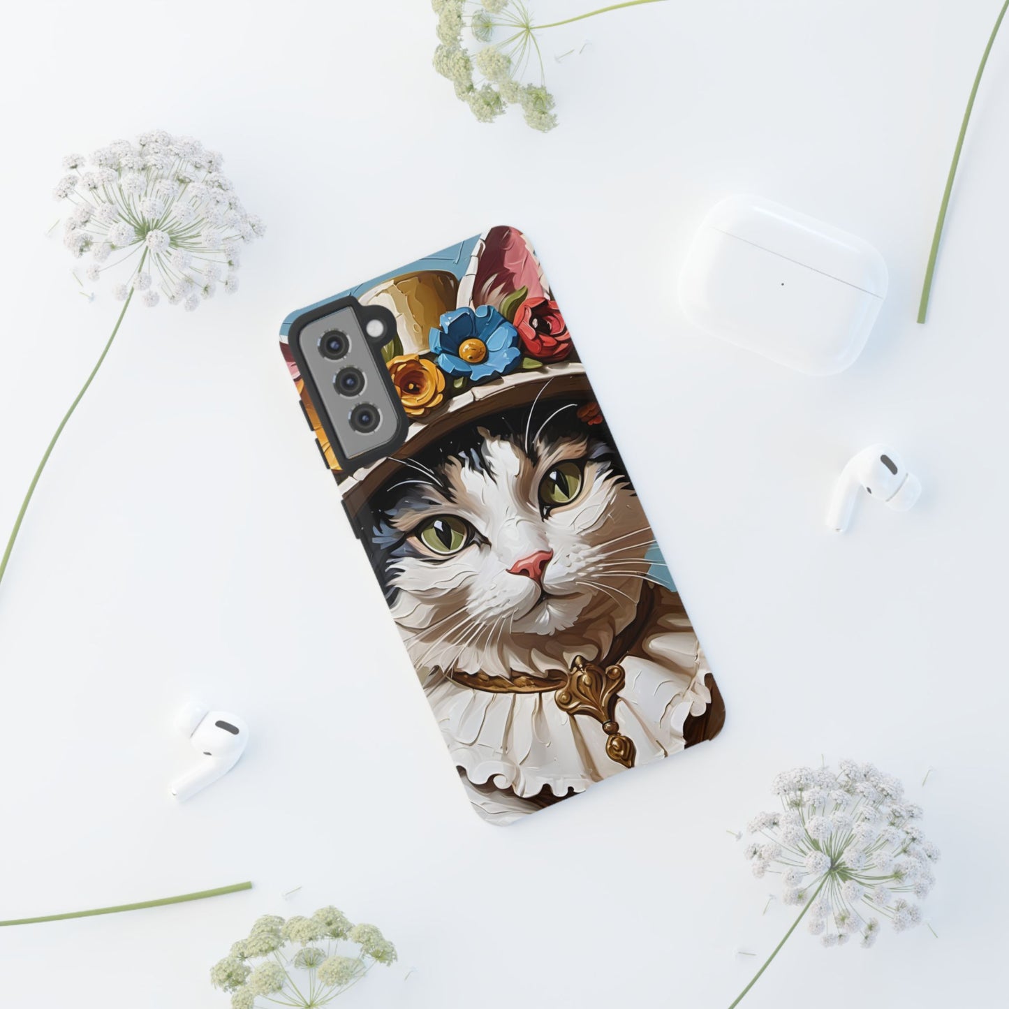 Oil Painting Cat Tough Phone Cases (A Lady)