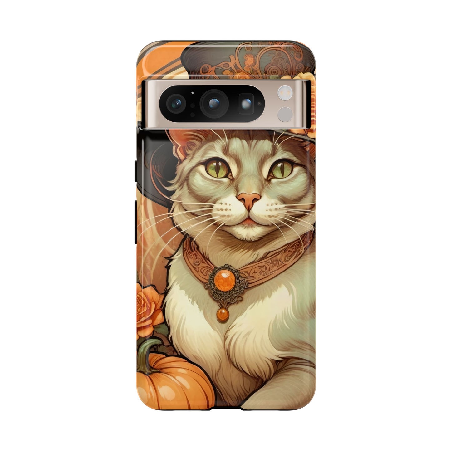 Halloween Alphonse Mucha Tough Phone Cases (A gentleman cat)