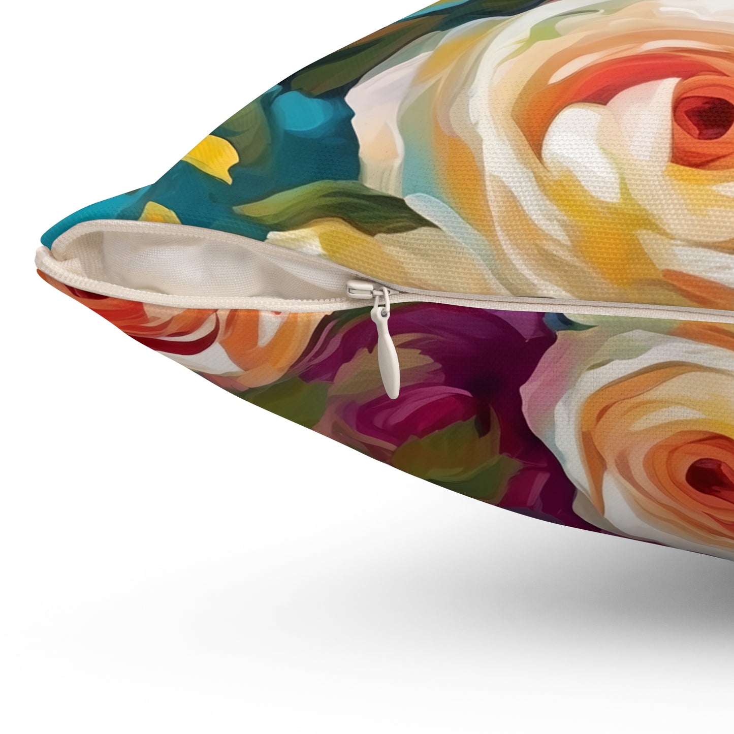 Claude Monet inspired Colorful Roses Square Pillow