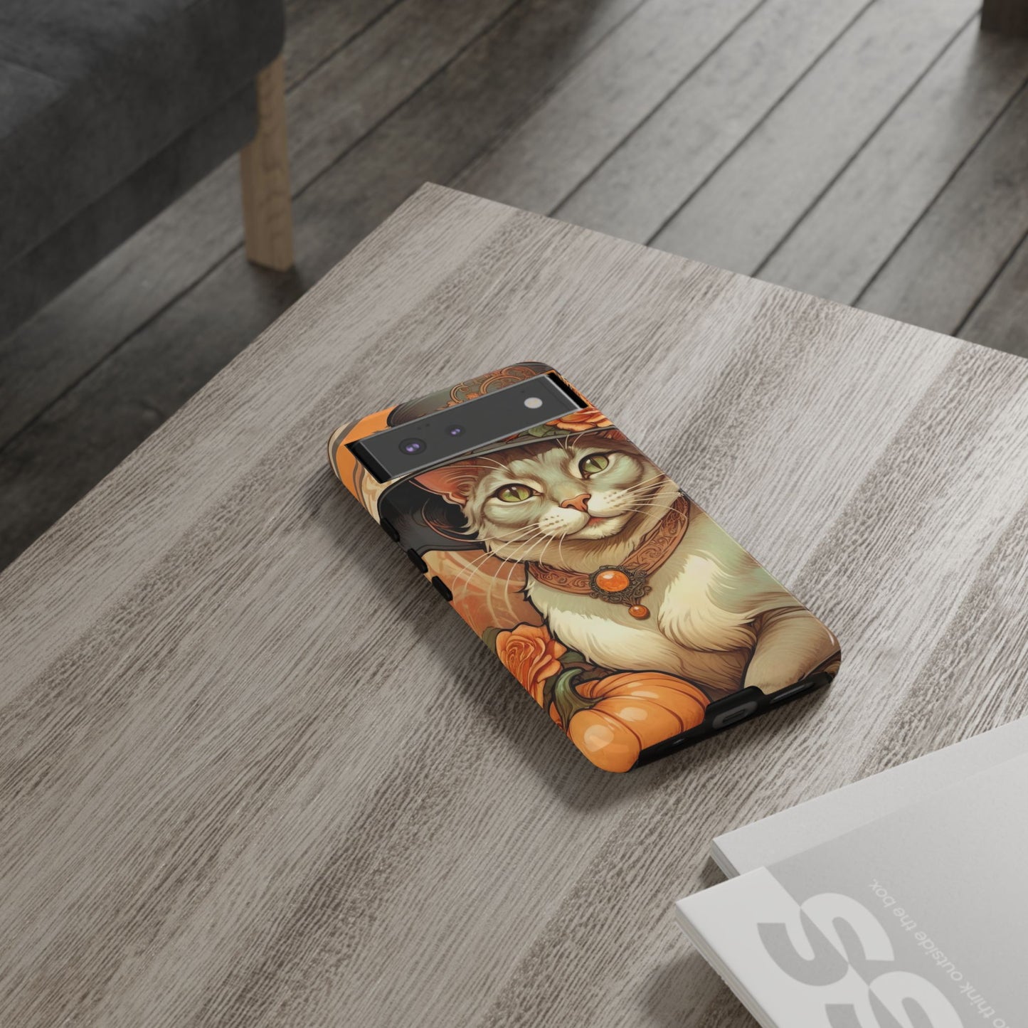 Halloween Alphonse Mucha Tough Phone Cases (A gentleman cat)