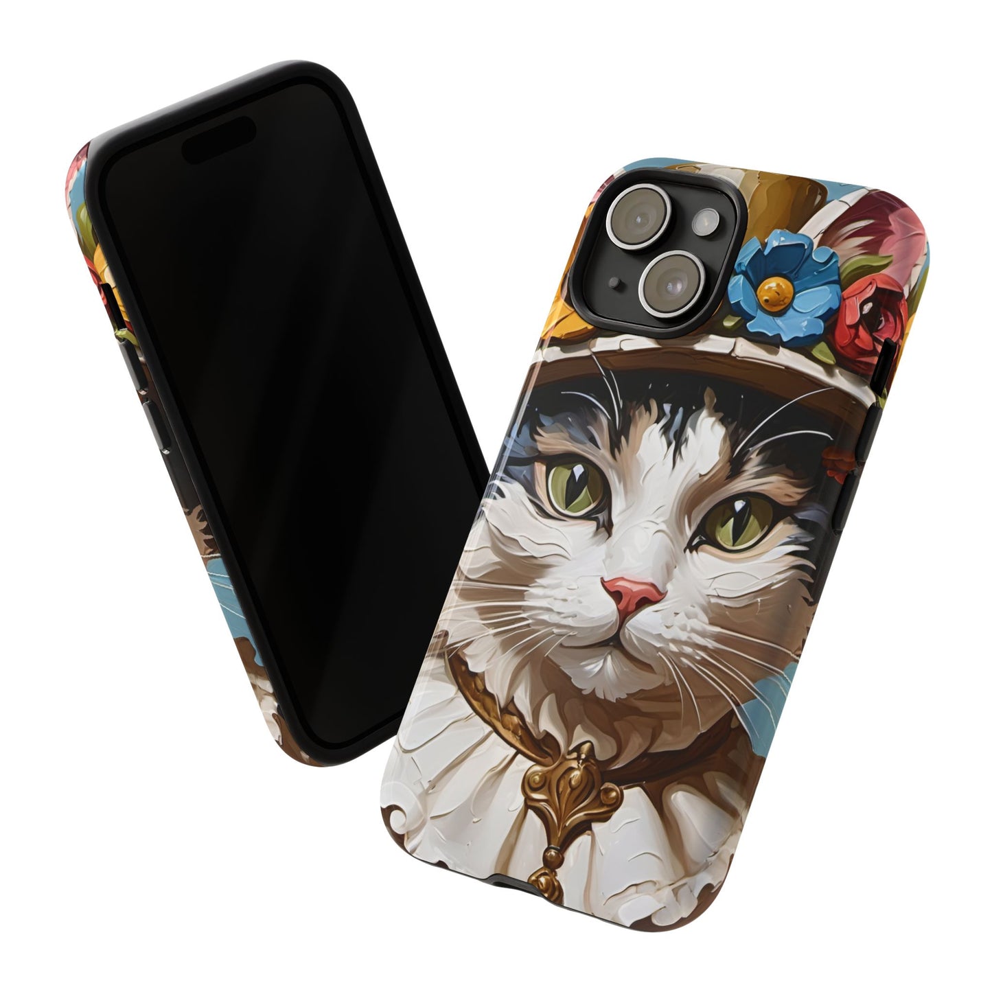 Oil Painting Cat Tough Phone Cases (A Lady)