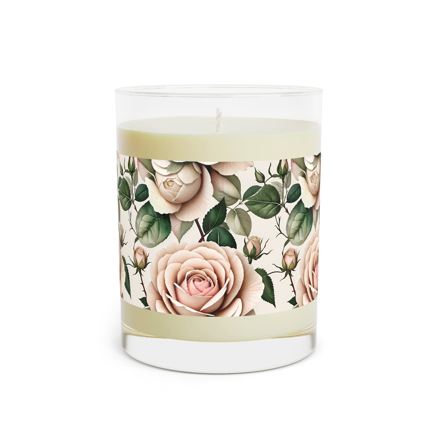 Watercolor Roses Scented Candle - Full Glass, 11oz