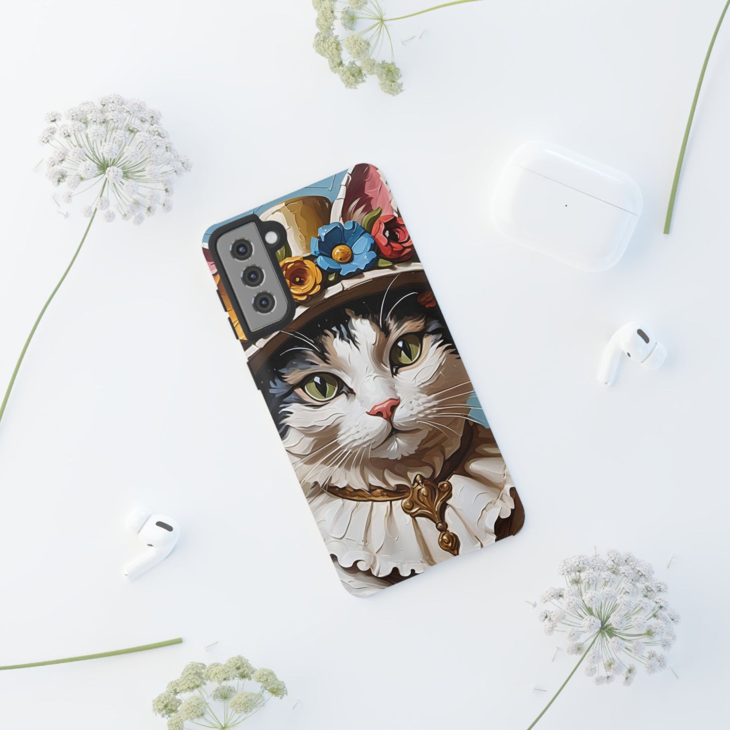 Oil Painting Cat Tough Phone Cases (A Lady)
