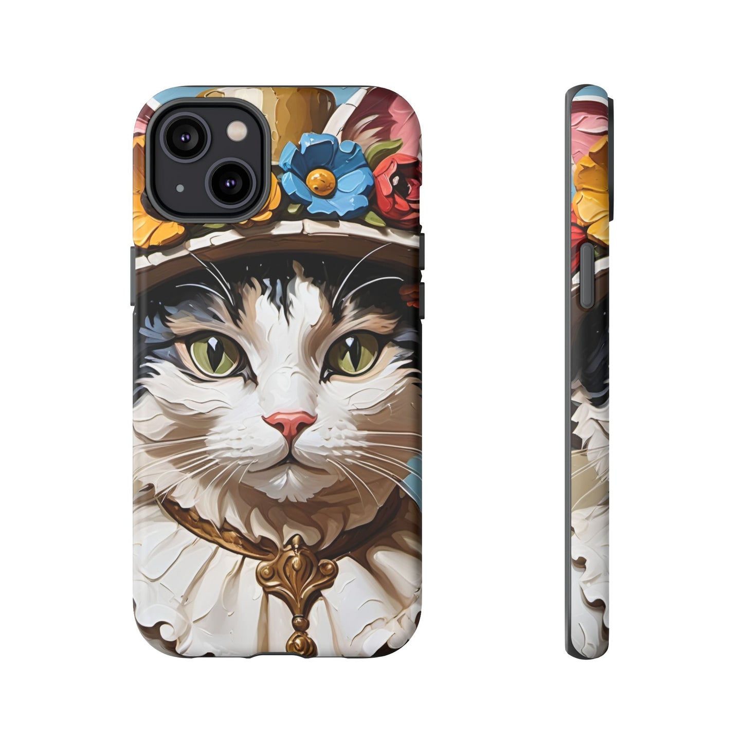 Oil Painting Cat Tough Phone Cases (A Lady)