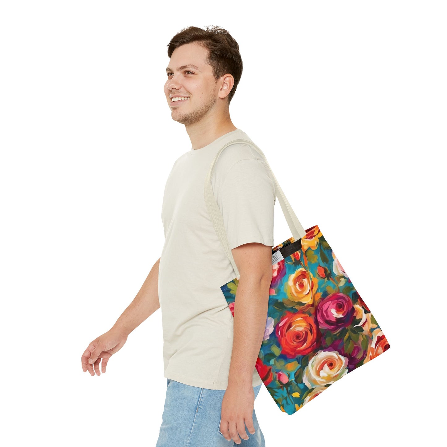 Claude Monet inspired Colorful Garden Roses Tote Bag
