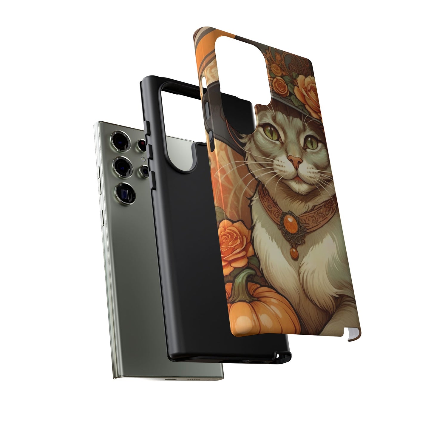 Halloween Alphonse Mucha Tough Phone Cases (A gentleman cat)