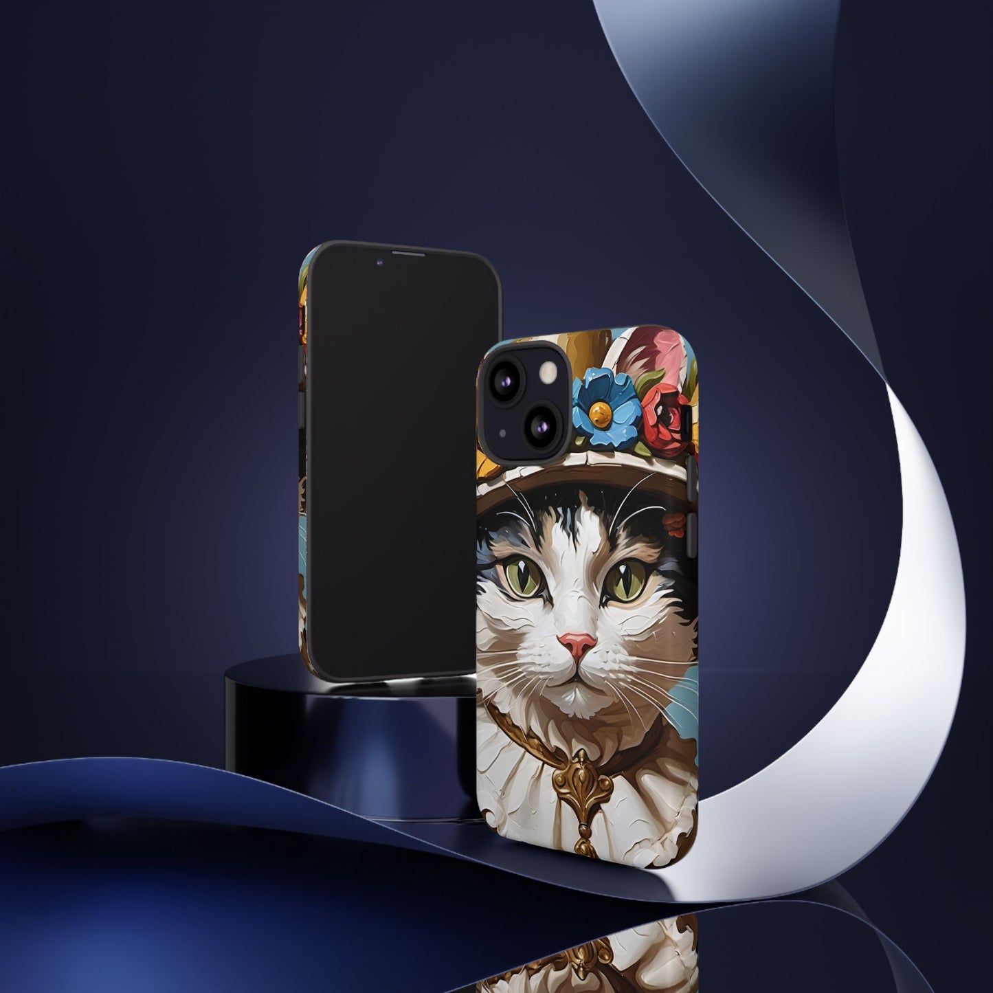Oil Painting Cat Tough Phone Cases (A Lady)
