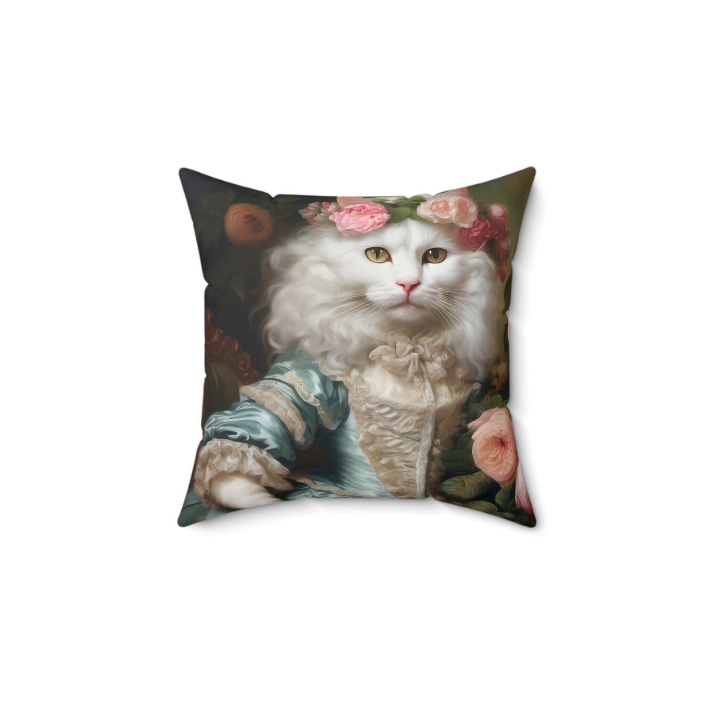 Rococo Cat Square Pillow (A Lady)