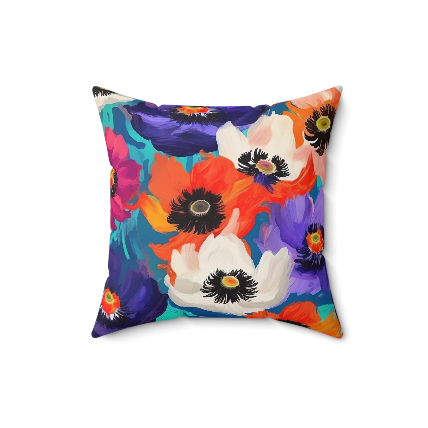 Fauvism inspired Colorful Anemones Square Pillow