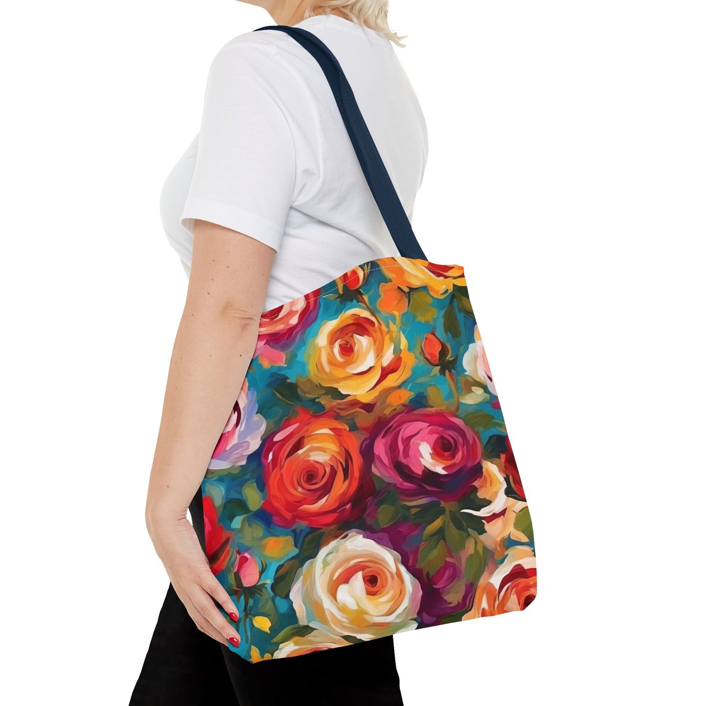 Claude Monet inspired Colorful Garden Roses Tote Bag