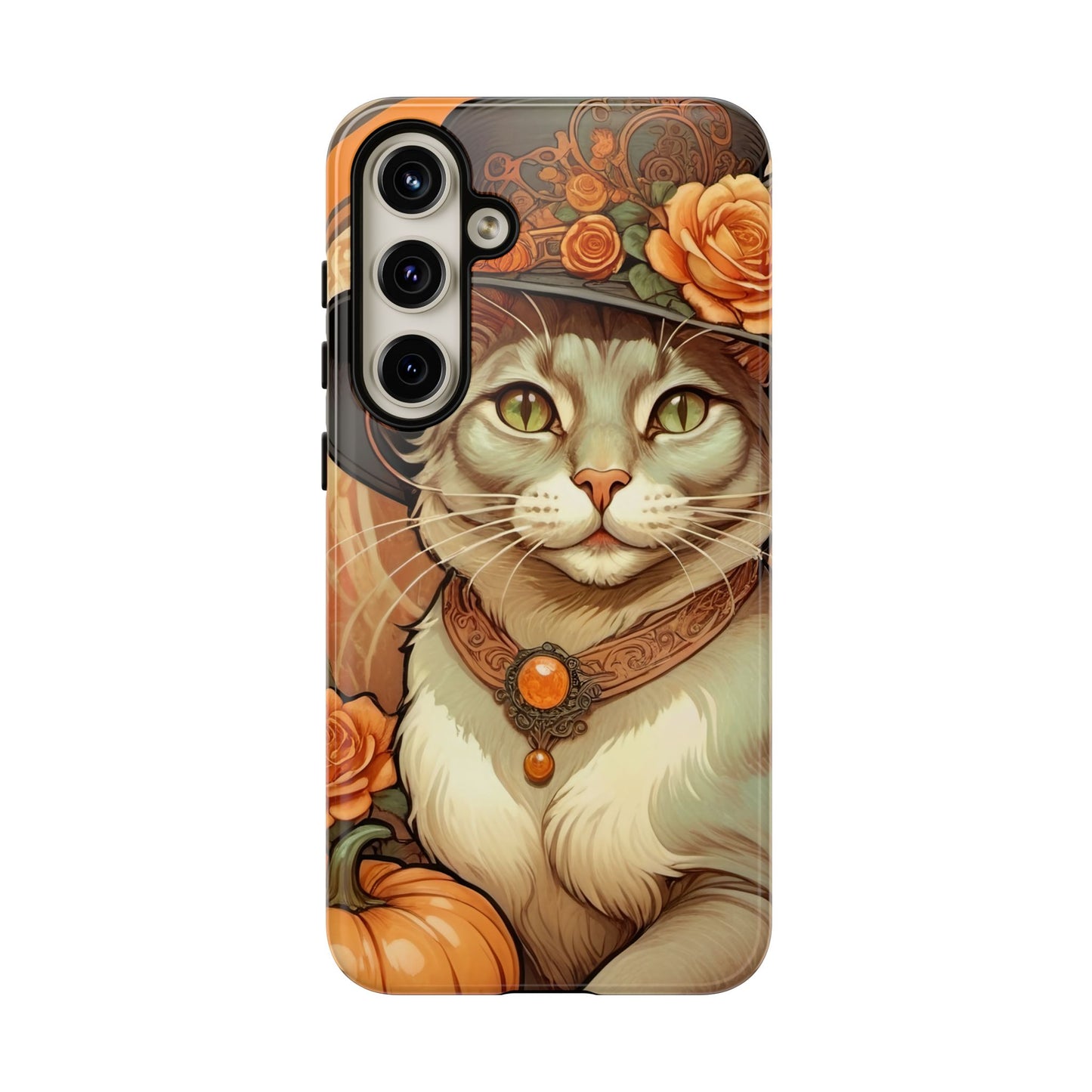 Halloween Alphonse Mucha Tough Phone Cases (A gentleman cat)