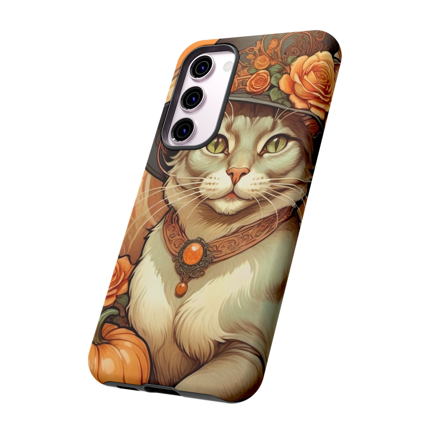 Halloween Alphonse Mucha Tough Phone Cases (A gentleman cat)