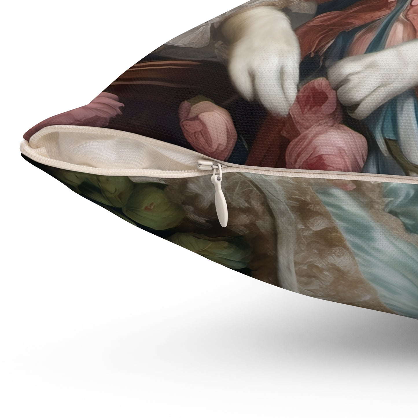 Rococo Cat Square Pillow (A Lady)
