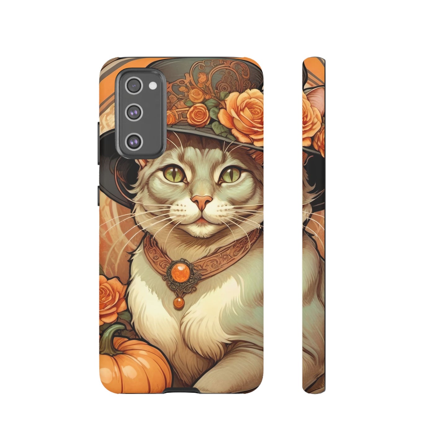 Halloween Alphonse Mucha Tough Phone Cases (A gentleman cat)