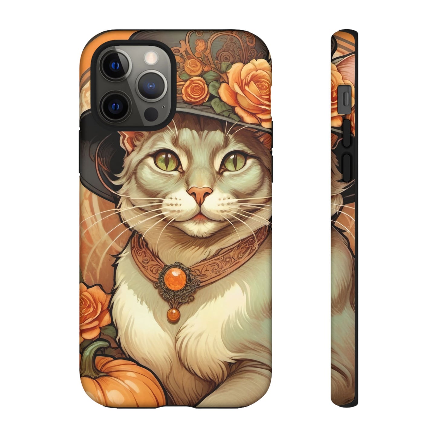 Halloween Alphonse Mucha Tough Phone Cases (A gentleman cat)