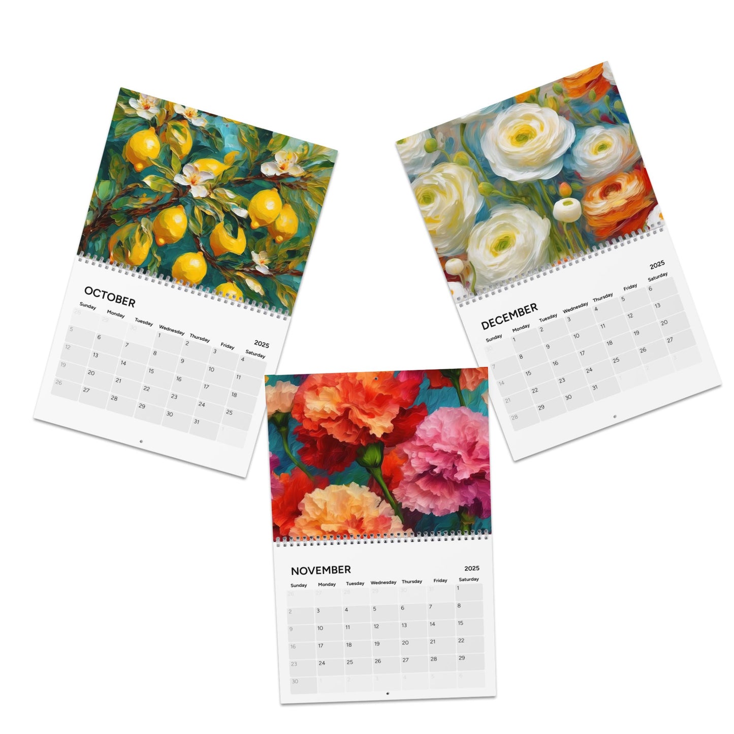 Vincent Van Gogh and Claude Monet inspired Floral Calendar (2025)