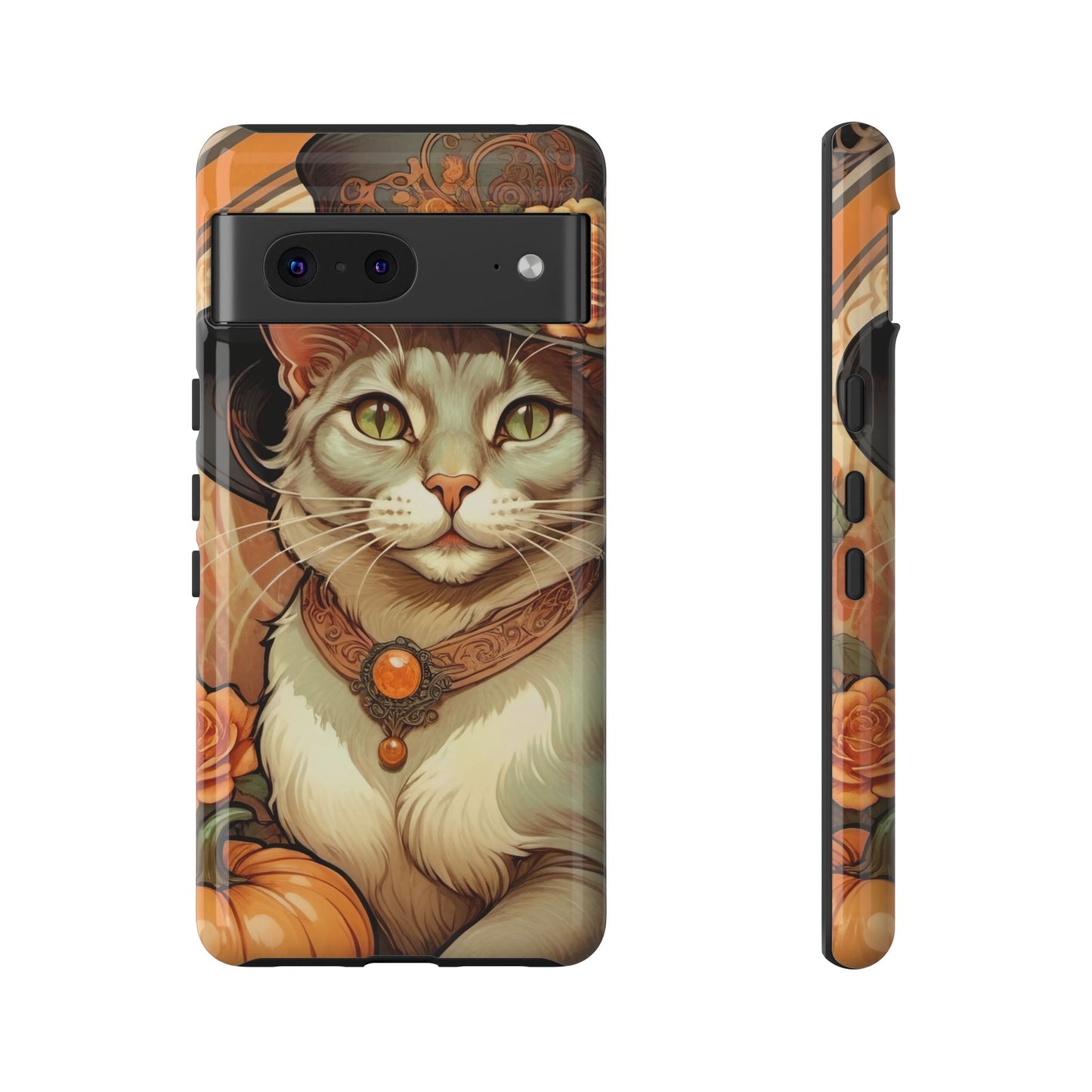 Halloween Alphonse Mucha Tough Phone Cases (A gentleman cat)