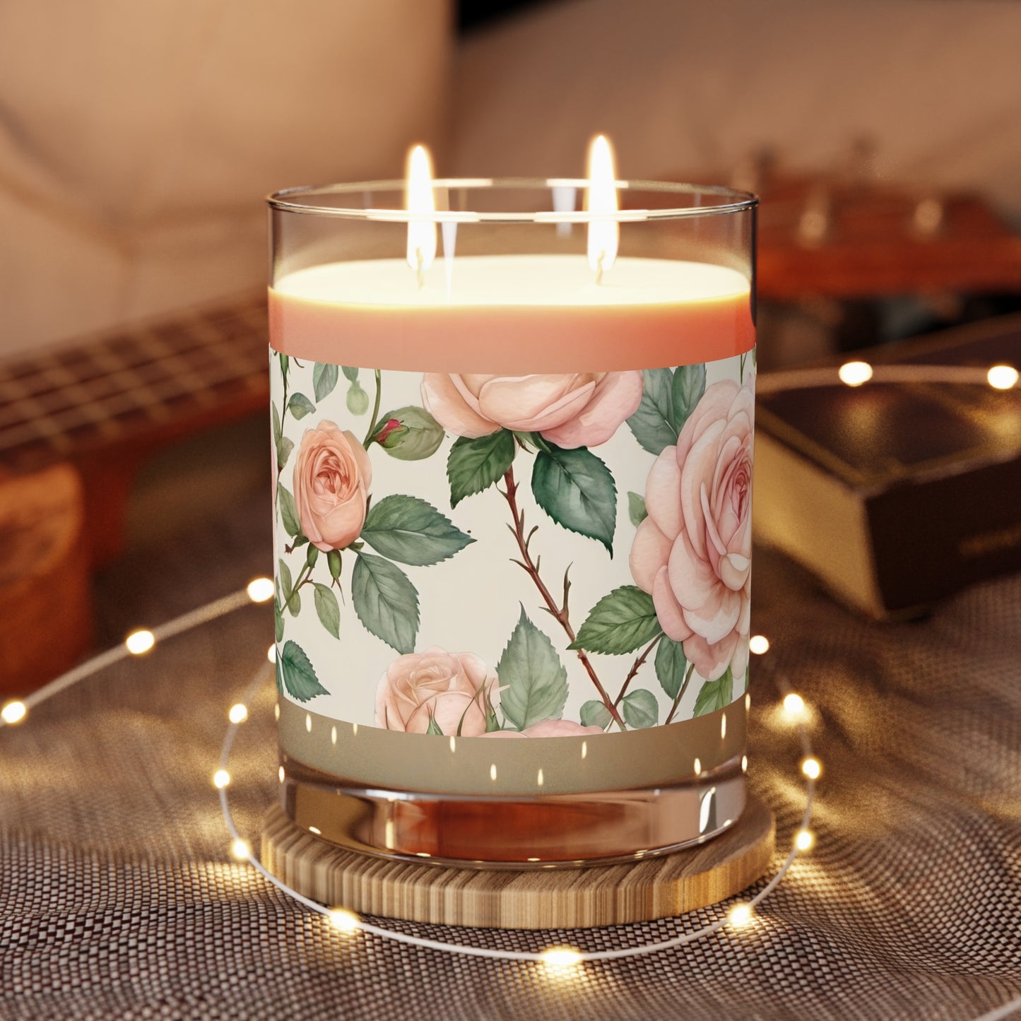 Watercolor Roses Scented Candle 2 - Full Glass, 11oz