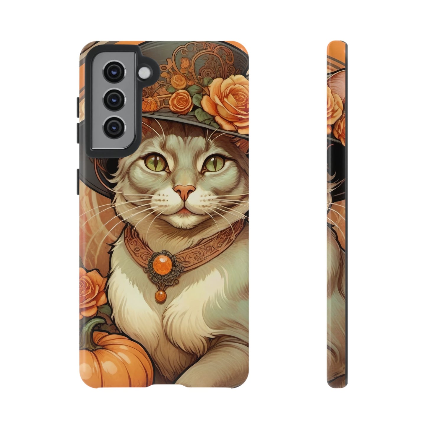 Halloween Alphonse Mucha Tough Phone Cases (A gentleman cat)