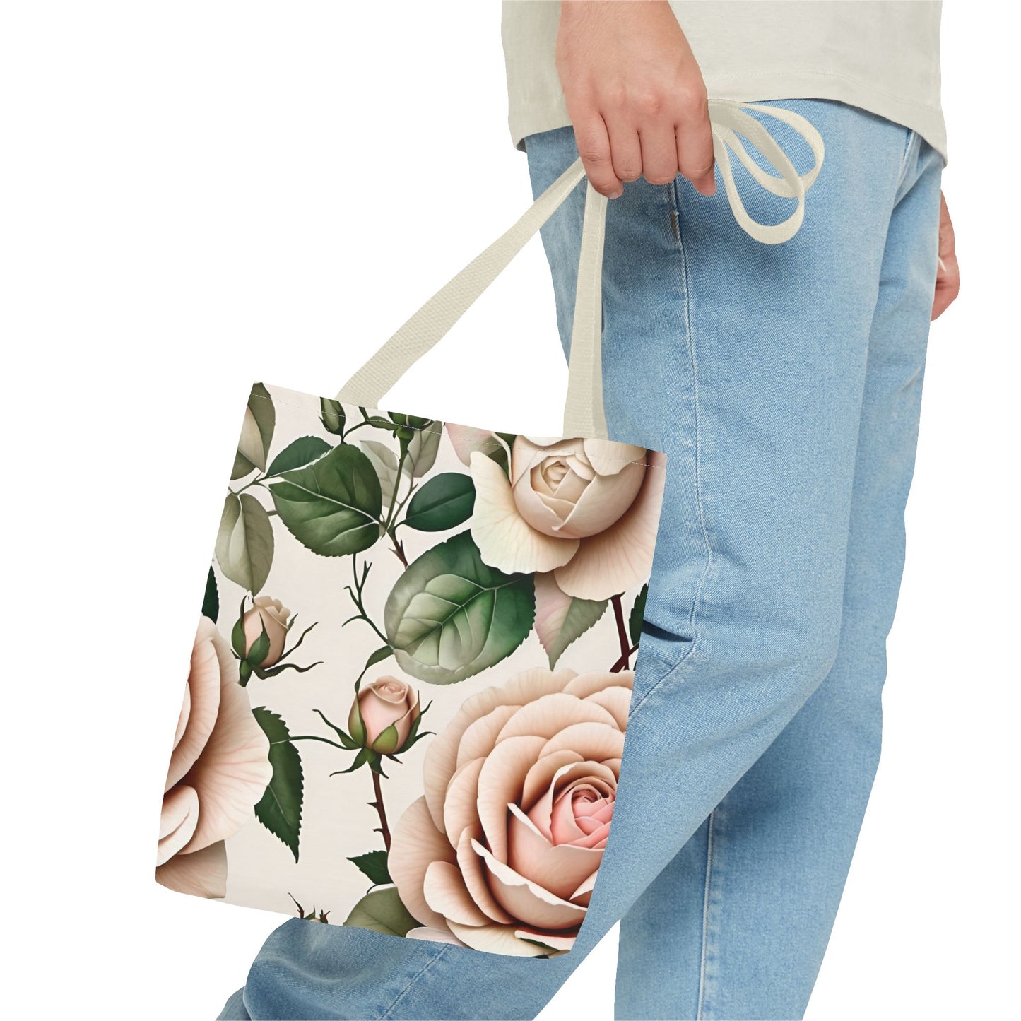 Watercolor Large Pink Roses Tote Bag