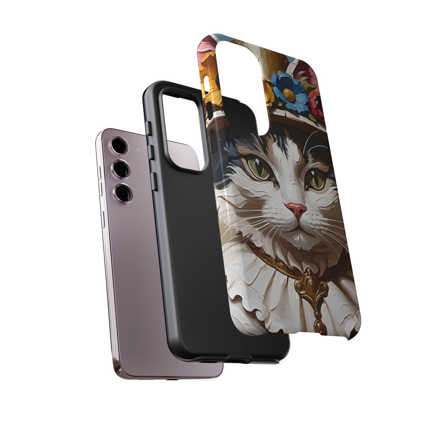 Oil Painting Cat Tough Phone Cases (A Lady)