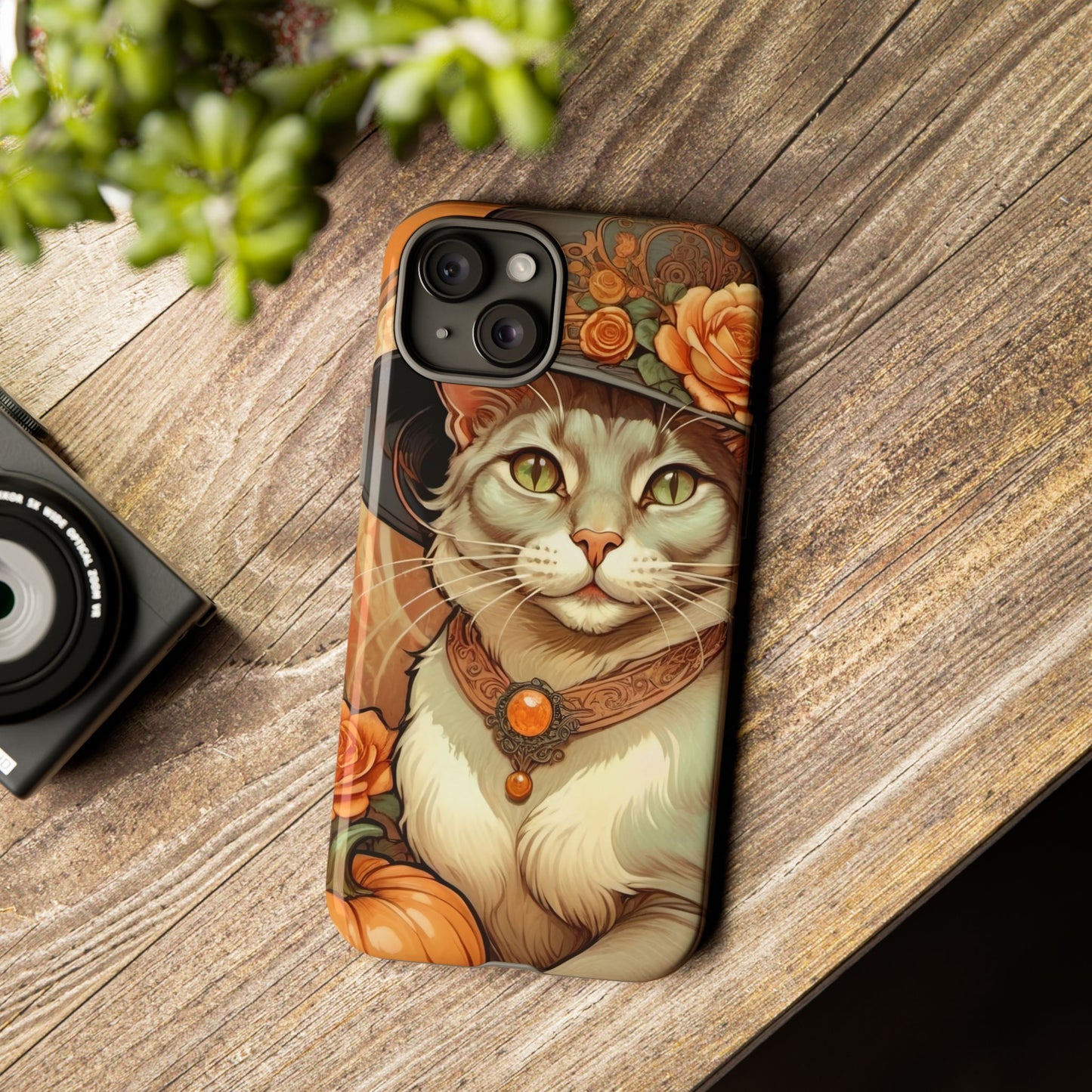 Halloween Alphonse Mucha Tough Phone Cases (A gentleman cat)